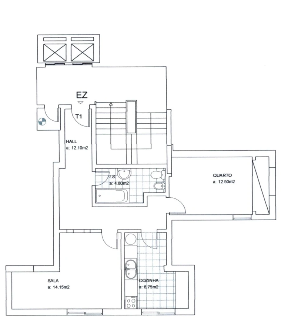 Apartamento T1 para Venda em Faro (Sé e São Pedro) Planta 1