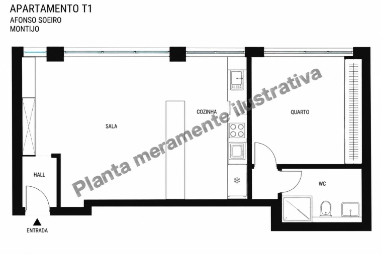 Apartamento T1 para Venda em Montijo e Afonsoeiro Planta 1