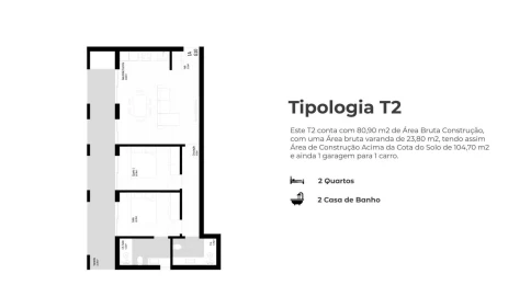 Apartamento T2 para Venda em Pedrouços