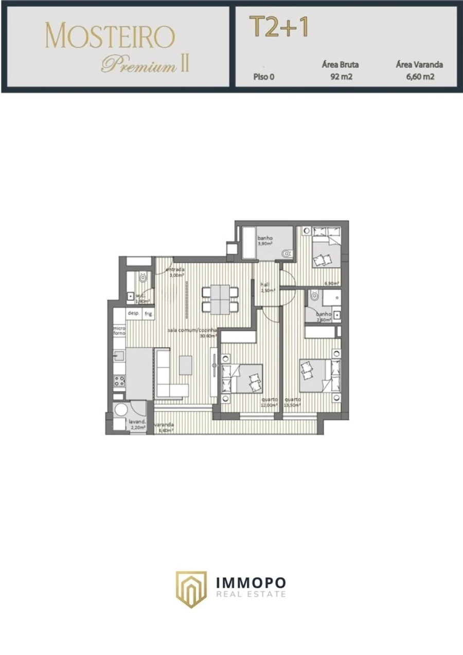Apartamento T2 para Venda em Moreira Planta 1