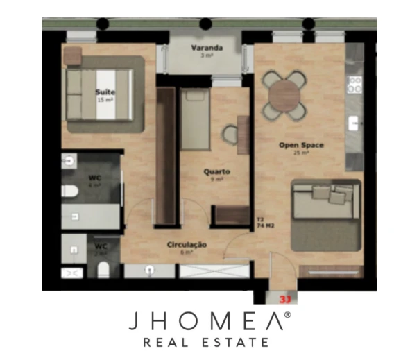 Apartamento T2 para Venda em Rio Tinto Planta 1