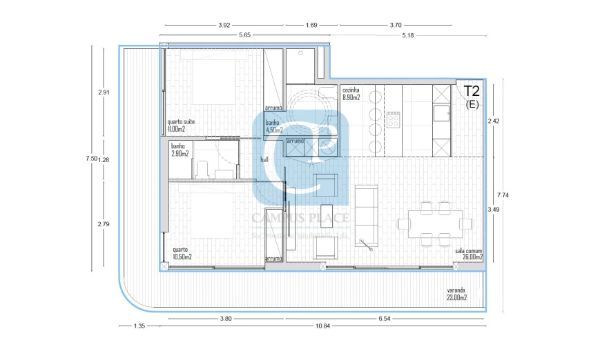 Apartamento T2 para Venda em Valongo Planta 1