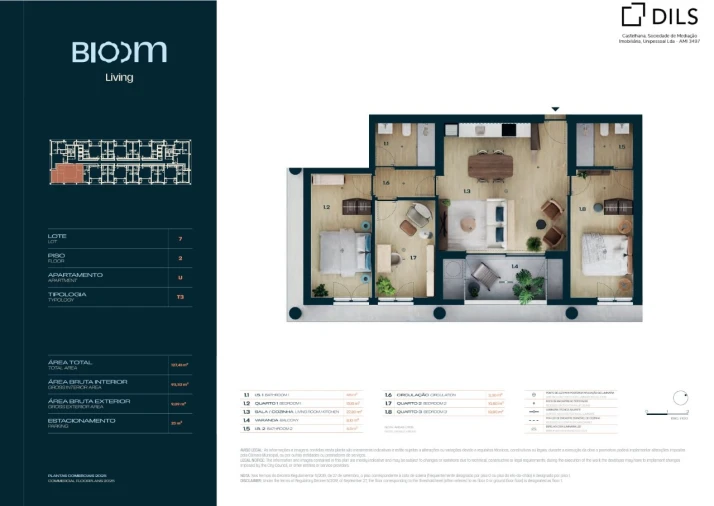 Apartamento T3 para Venda em Moreira Planta 1
