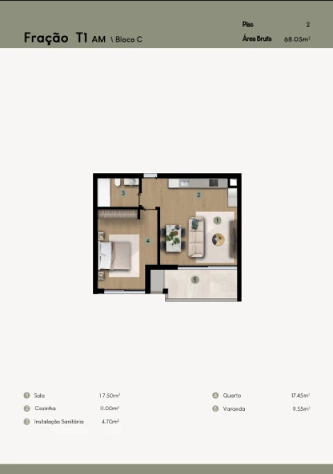 Apartamento T1 para Venda em Camara de Lobos