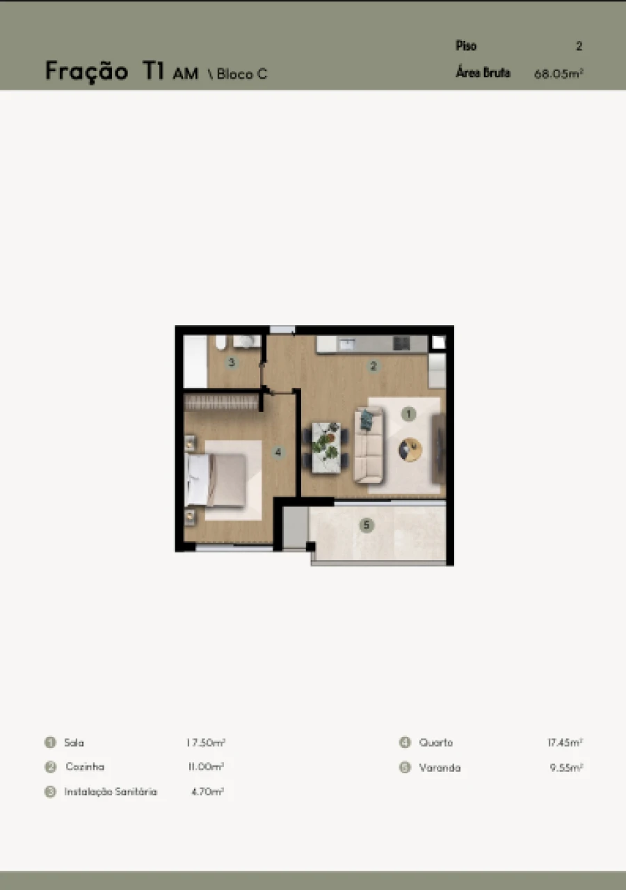 Apartamento T1 para Venda em Camara de Lobos Planta 1