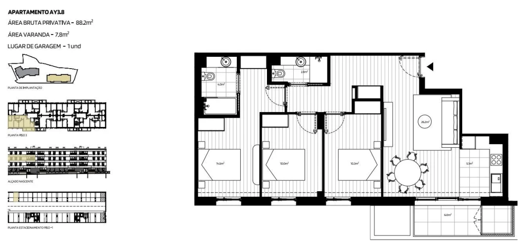 Apartamento T3 para Venda em Vila das Aves Planta 1