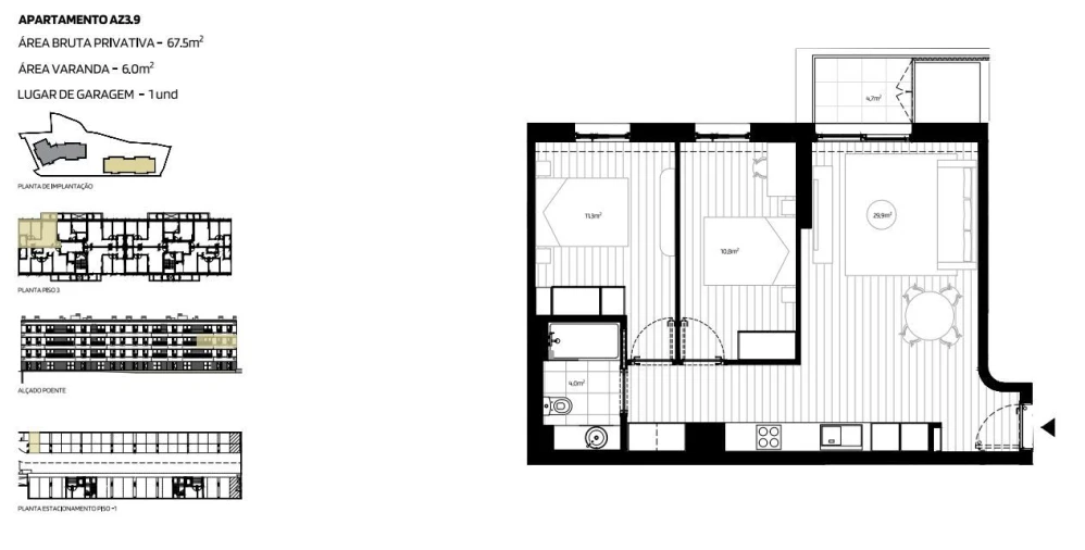 Apartamento T2 para Venda em Vila das Aves Planta 1