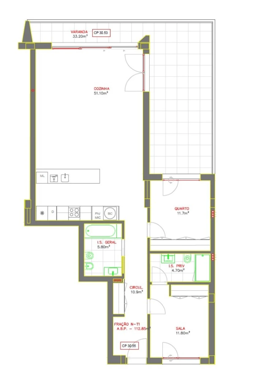 Apartamento T2 para Venda em Nazare Planta 1