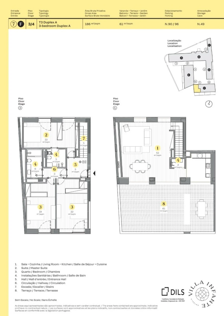 Apartamento T3 para Venda em Estrela Planta 1