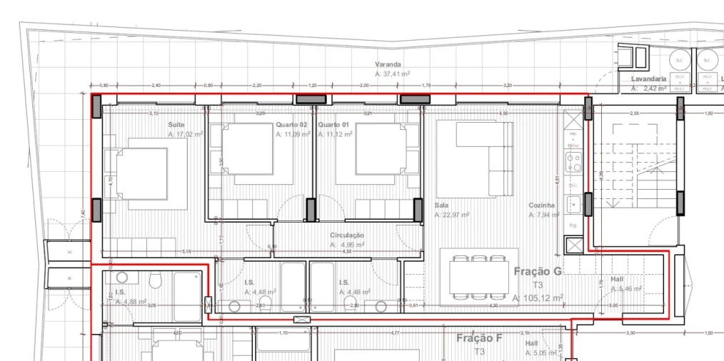 Apartamento T3 para Venda em Ferreiros e Gondizalves Planta 1