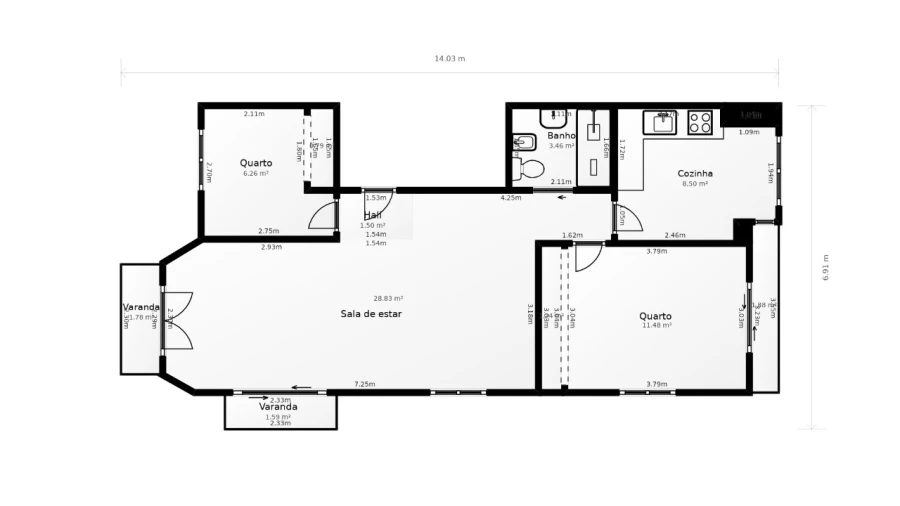 Apartamento T2 para Venda em Caminha (Matriz) e Vilarelho Planta 1