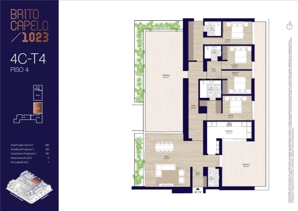 Apartamento T4 para Venda em Matosinhos e Leça da Palmeira Planta 3