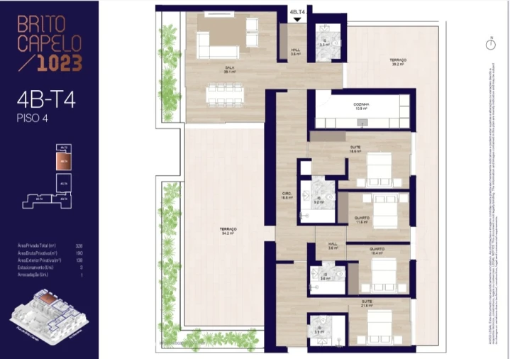 Apartamento T4 para Venda em Matosinhos e Leça da Palmeira Planta 3
