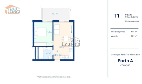 Apartamento T1 para Venda em Mafamude e Vilar do Paraíso