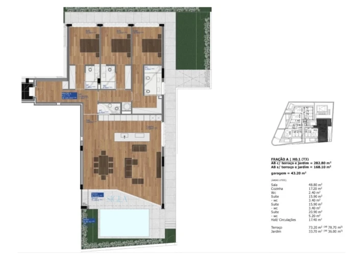 Apartamento T3 para Venda em Canidelo Planta 1