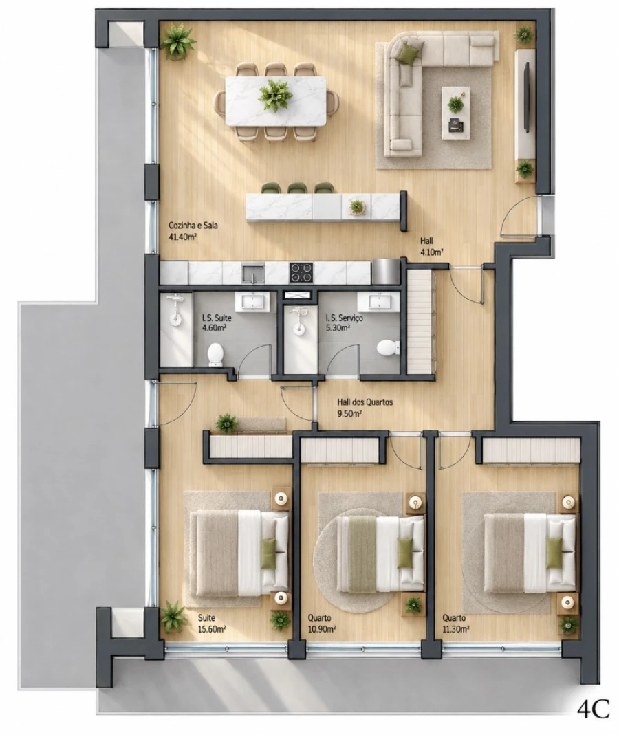 Apartamento T3 para Venda em Valongo Planta 1
