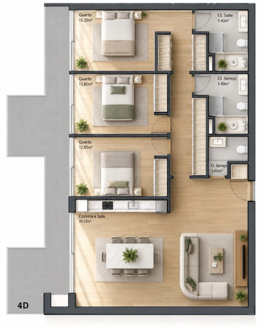 Apartamento T3 para Venda em Valongo Planta 1