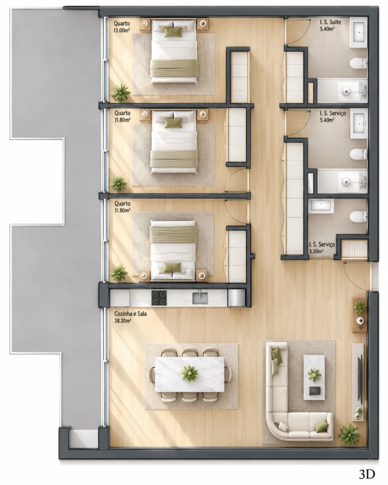 Apartamento T3 para Venda em Valongo Planta 2