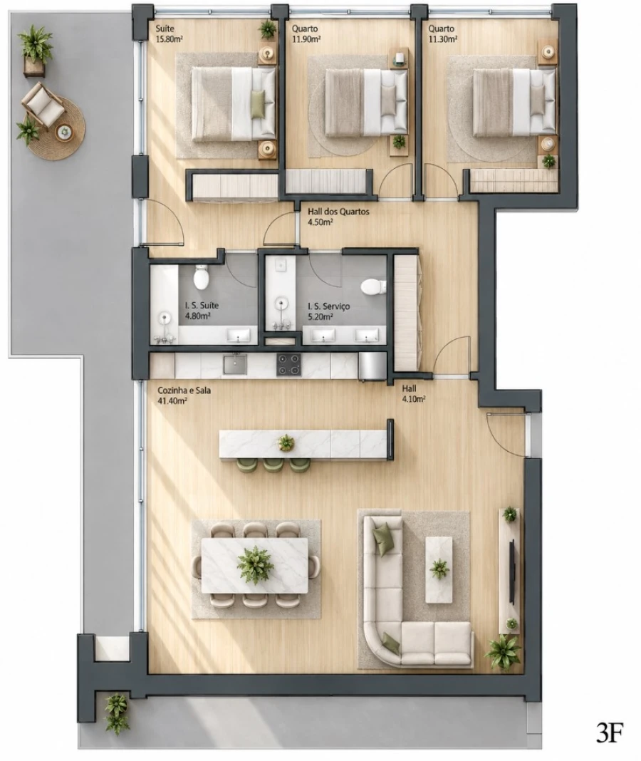 Apartamento T3 para Venda em Valongo Planta 1