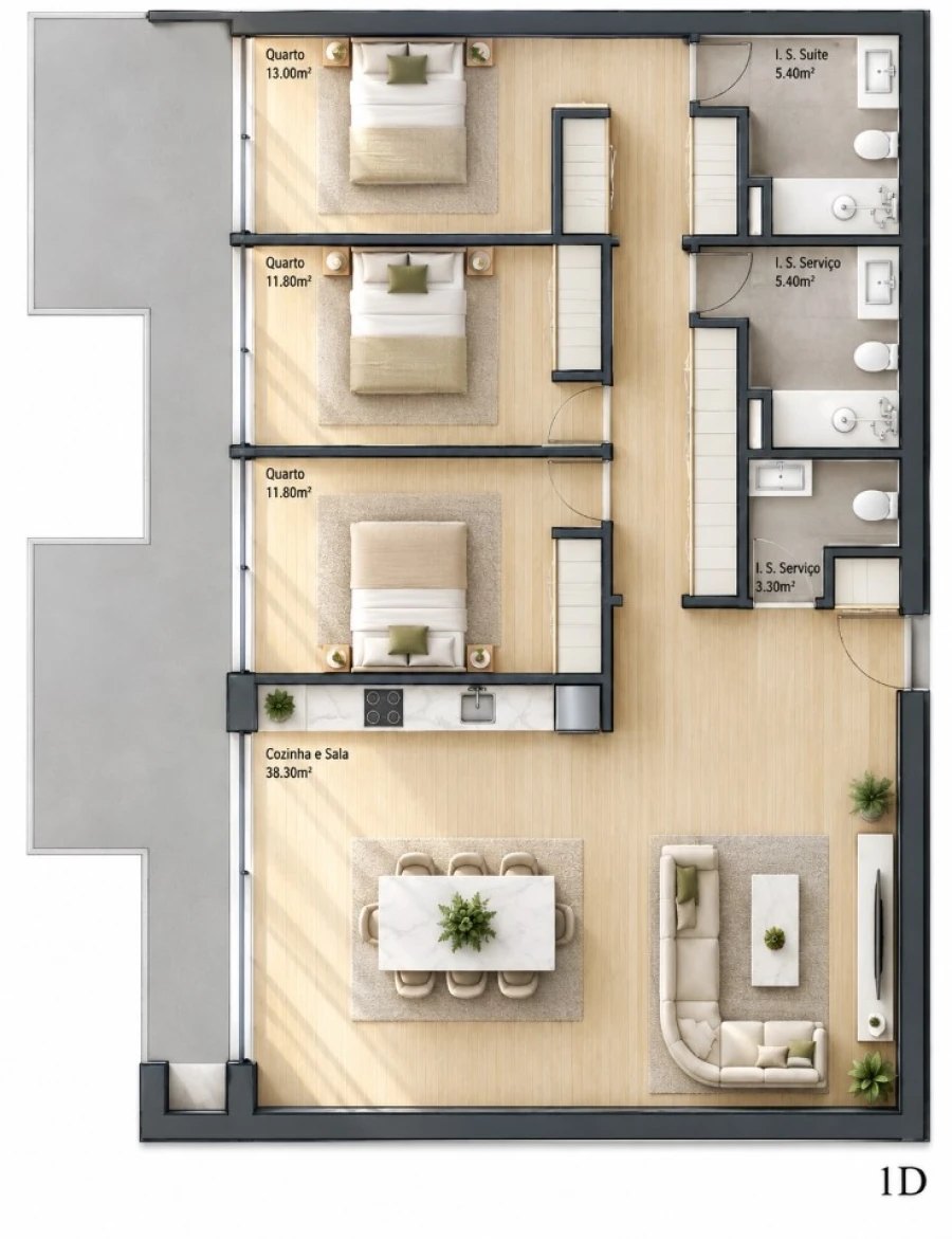 Apartamento T3 para Venda em Valongo Planta 1