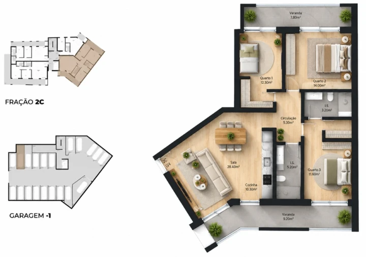 Apartamento T3 para Venda em Pedrouços Planta 1