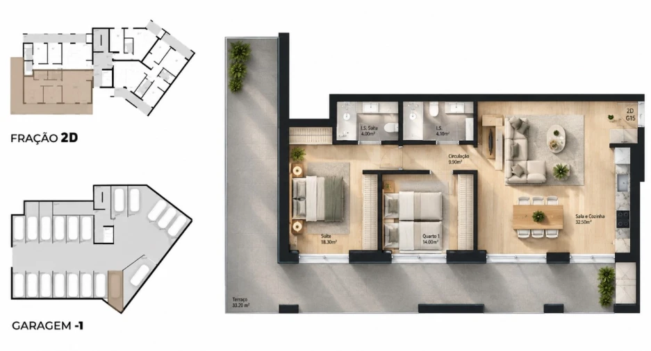 Apartamento T2 para Venda em Pedrouços Planta 1