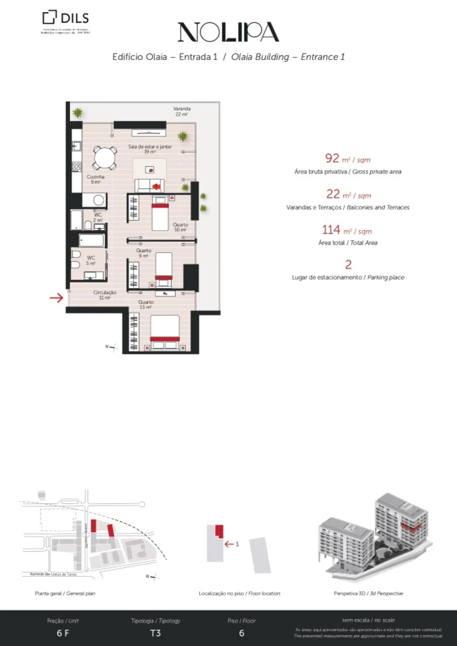Apartamento T3 para Venda em Lumiar Planta 1