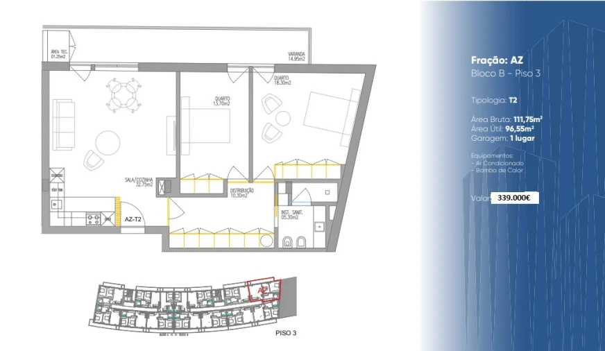 Apartamento T2 para Venda em Gualtar Planta 1