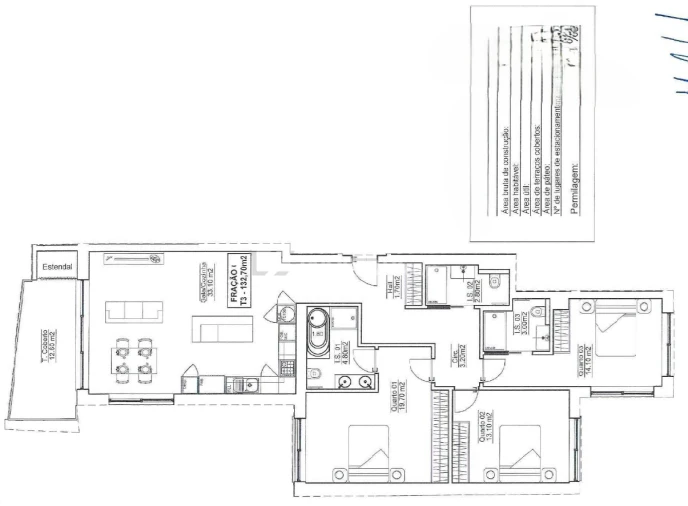 Apartamento T3 para Venda em Quarteira Planta 1