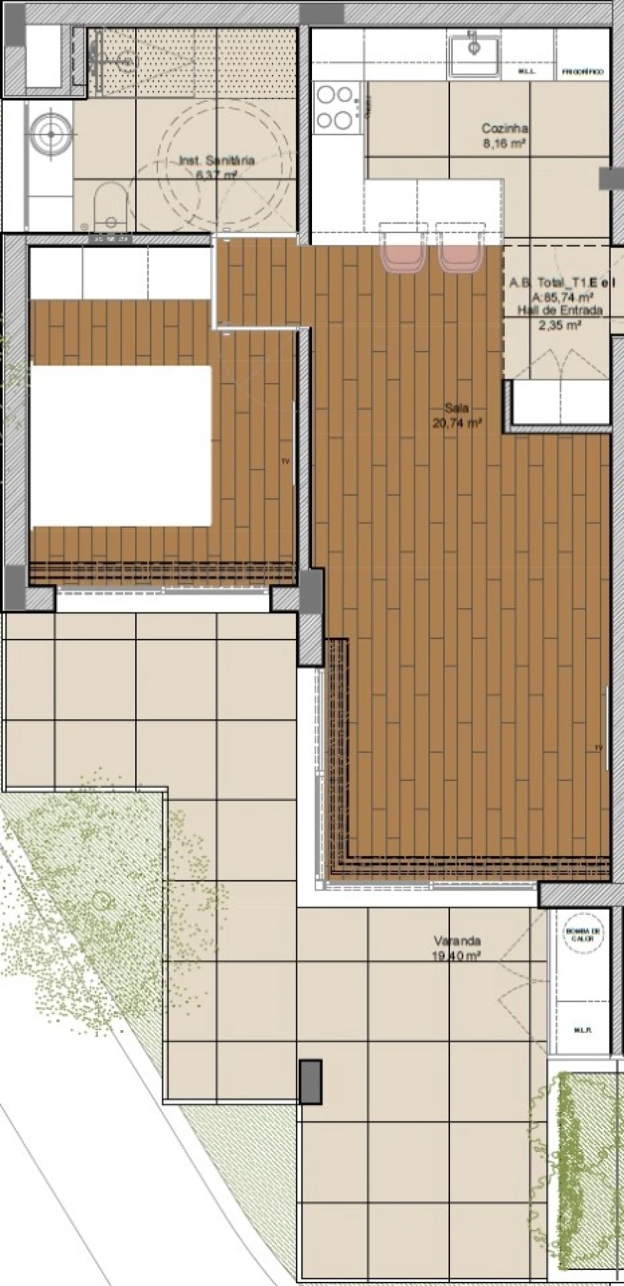 Apartamento T1 para Venda em São Martinho Planta 1