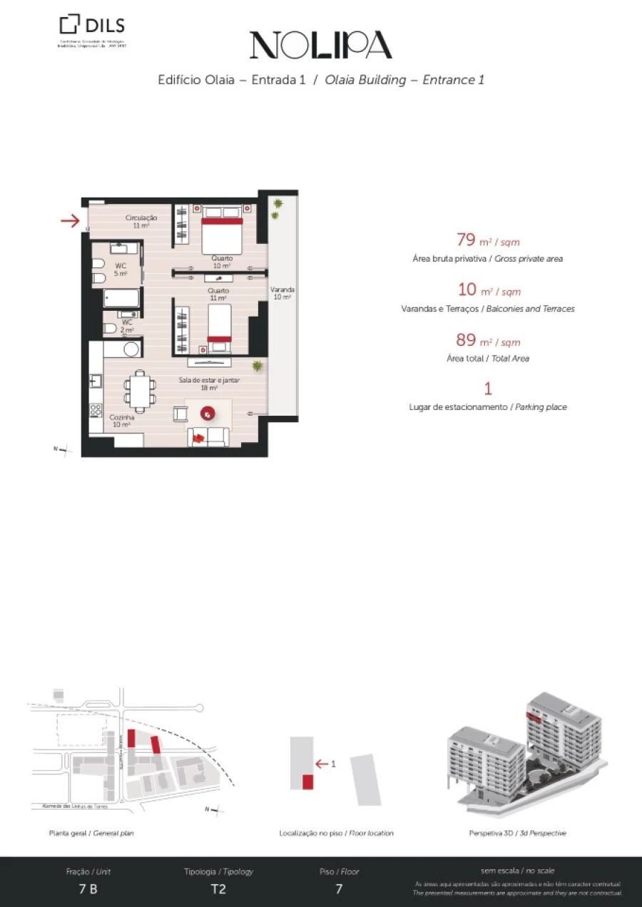 Apartamento T2 para Venda em Lumiar Planta 1