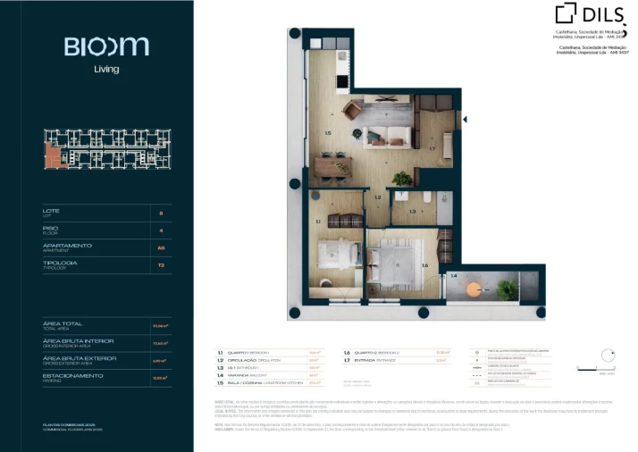 Apartamento T2 para Venda em Moreira Planta 1