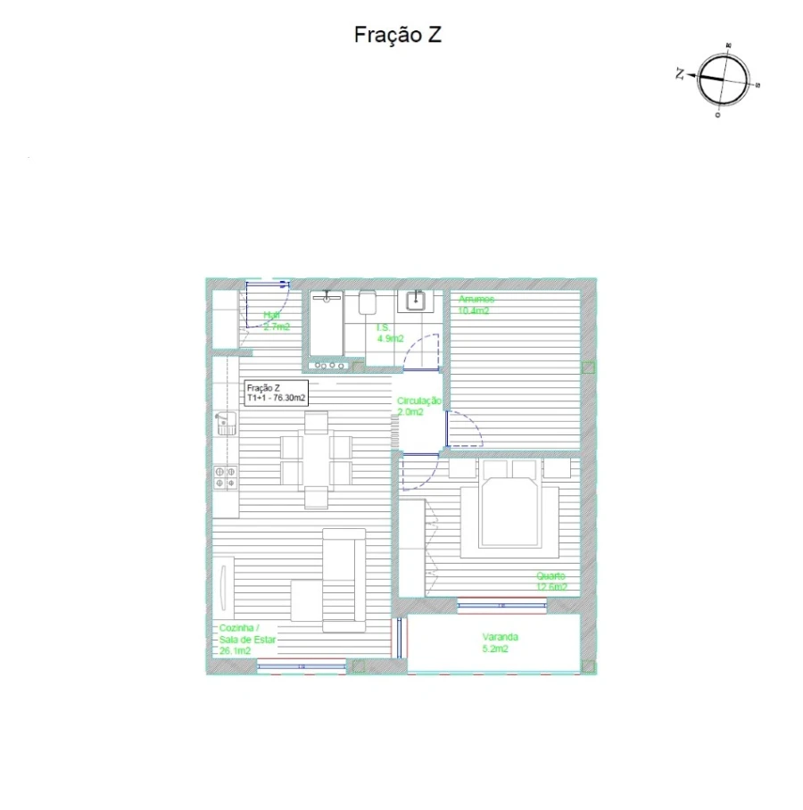 Apartamento T1 para Venda em Barcelos, V.Boa, V.Frescainha Planta 1