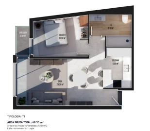 Apartamento T1 para Venda em Ribeira Brava