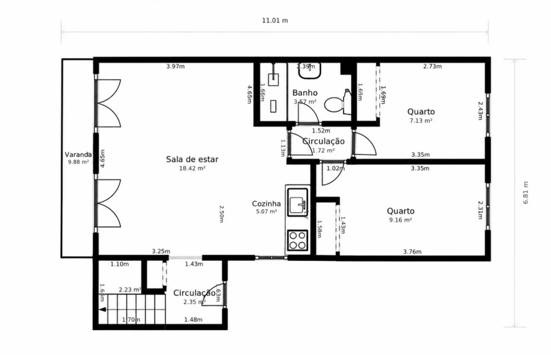 Apartamento T2 para Venda em Quarteira Planta 2