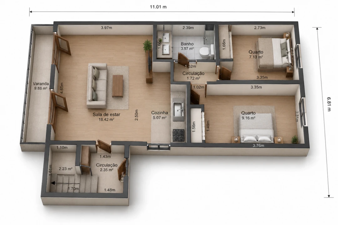 Apartamento T2 para Venda em Quarteira Planta 5