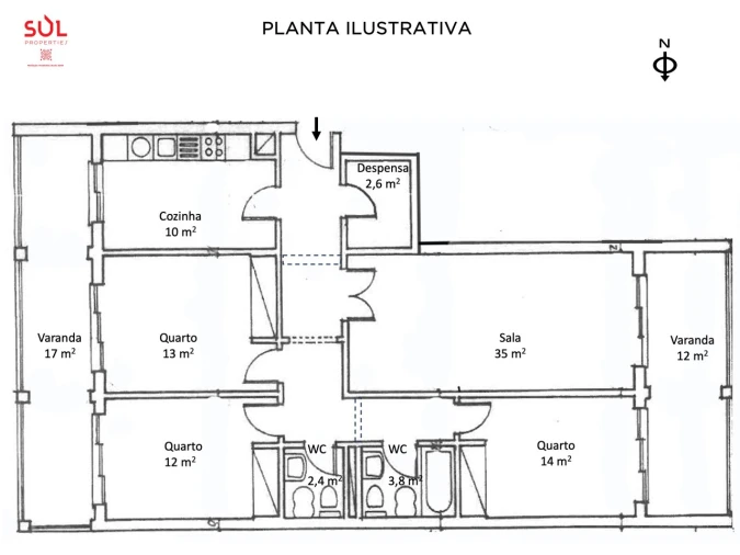 Apartamento T3 para Venda em Portimão Planta 1
