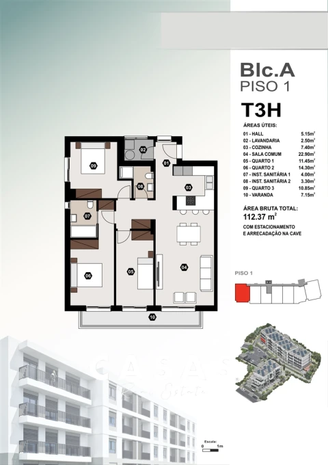 Apartamento T3 para Venda em Caniço