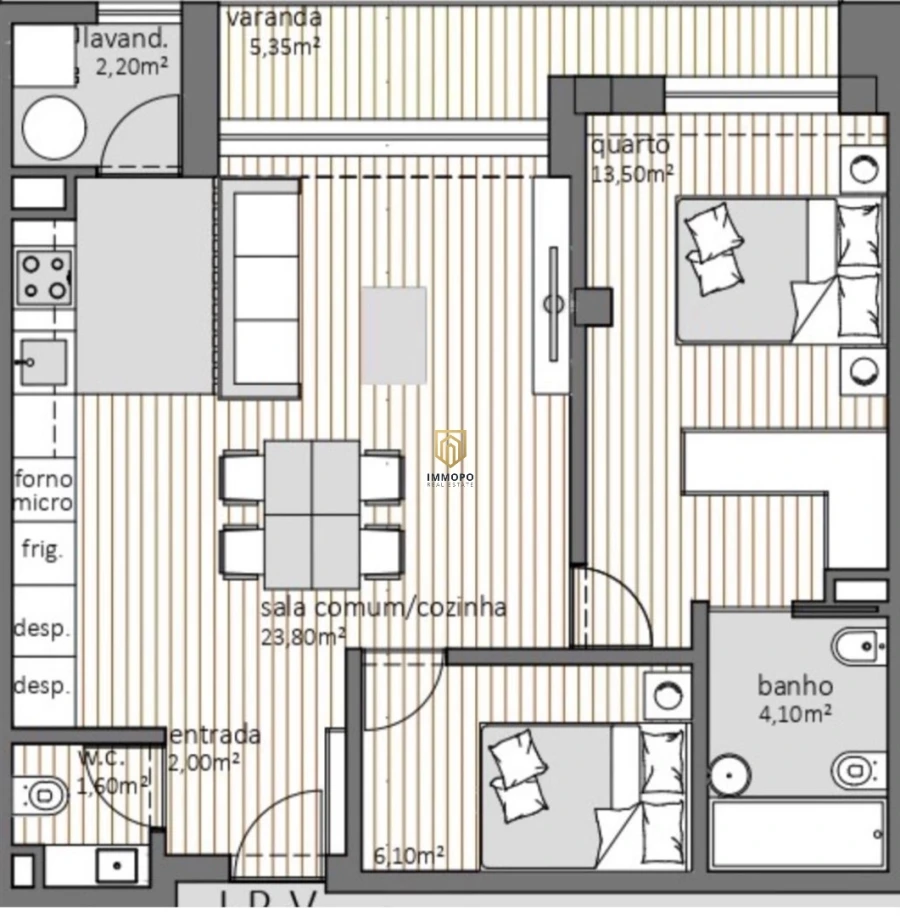Apartamento T1 para Venda em Moreira Planta 1
