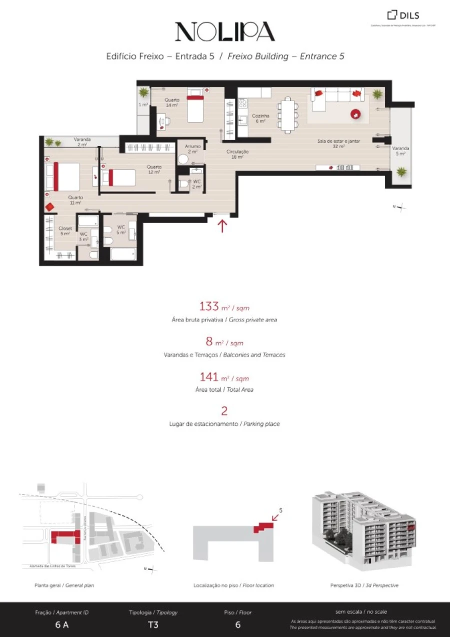 Apartamento T3 para Venda em Lumiar Planta 1