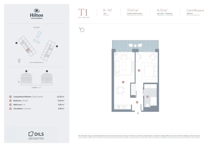 Apartamento T1 para Venda em Carcavelos e Parede Planta 1