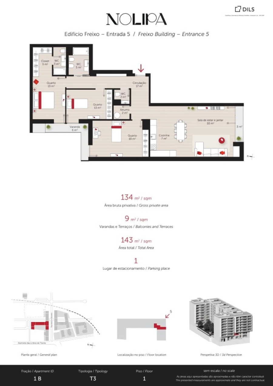 Apartamento T1 para Venda em Lumiar Planta 1