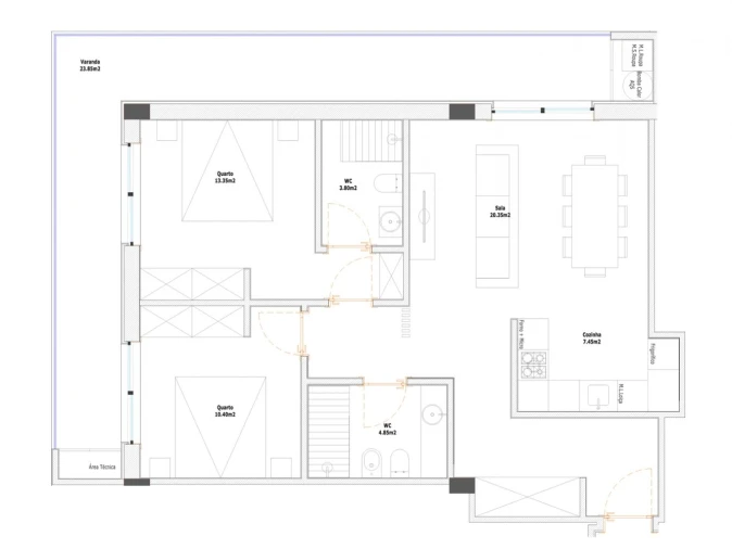 Apartamento T2 para Venda em Real, Dume e Semelhe Planta 1