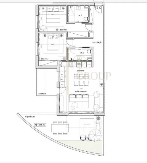 Apartamento T2 para Venda em Santo Antonio