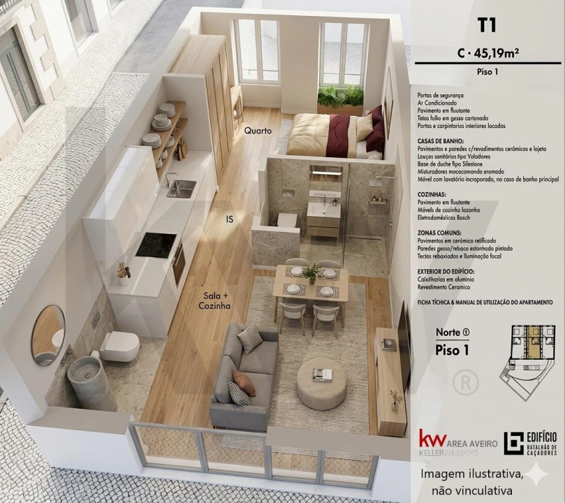 Apartamento T1 para Venda em Requeixo, Nossa Senhora de Fátima e Nariz Foto 2