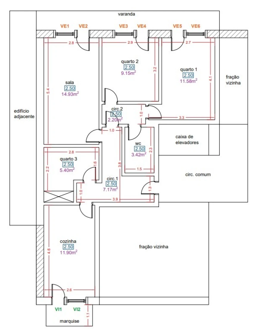 Apartamento T3 para Venda em Vila do Conde Planta 1