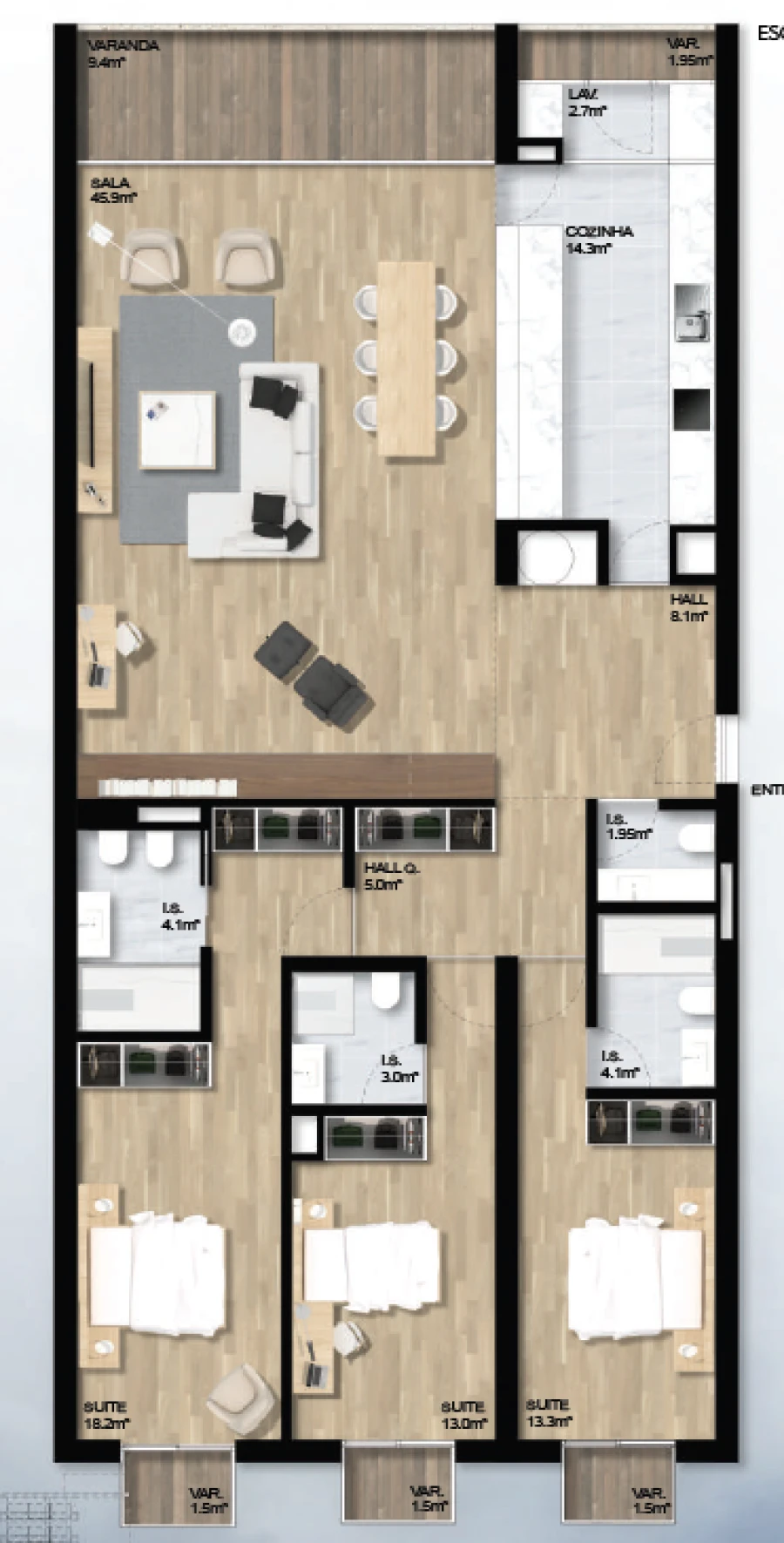 Apartamento T3 para Venda em Mafamude e Vilar do Paraíso Foto 10