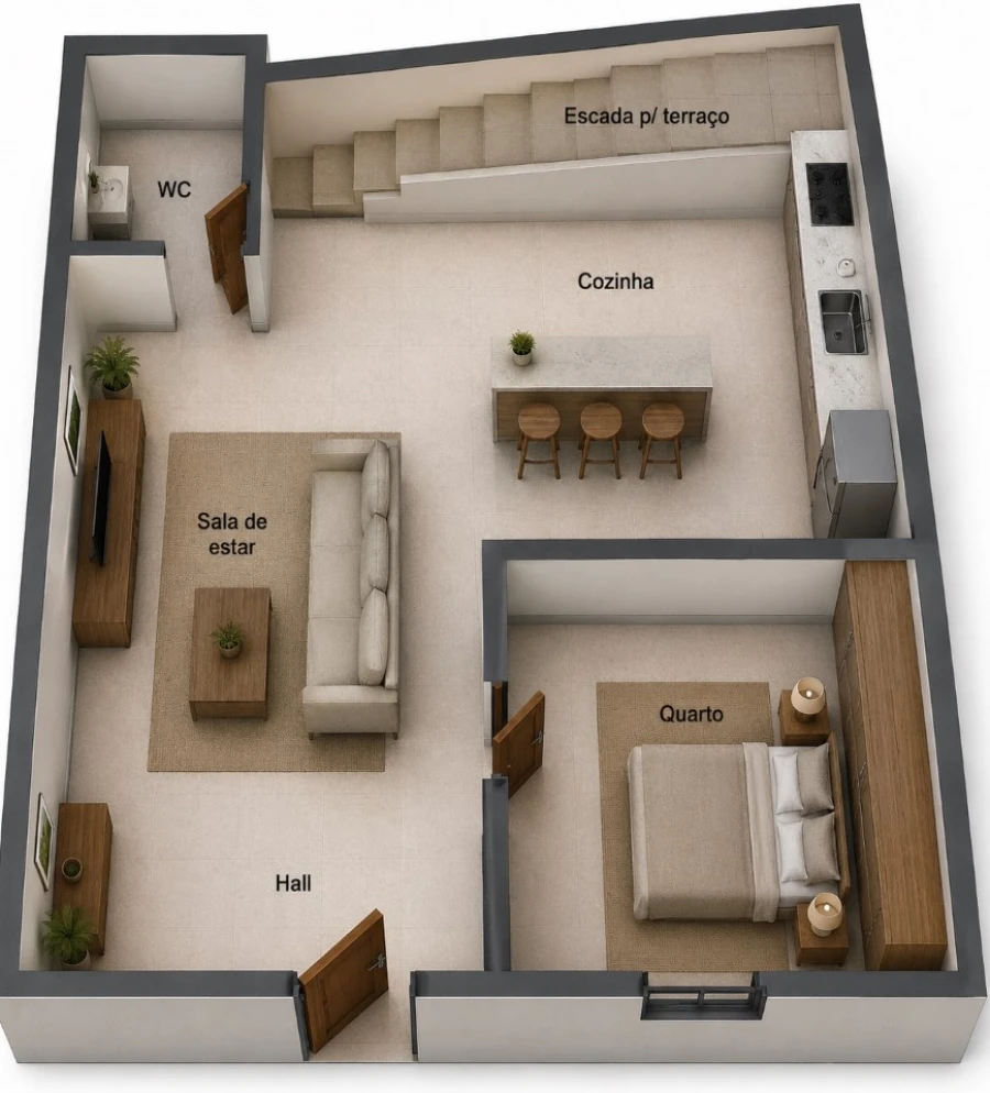 Moradia T1 para Venda em Vila Real de Santo Antonio Planta 1