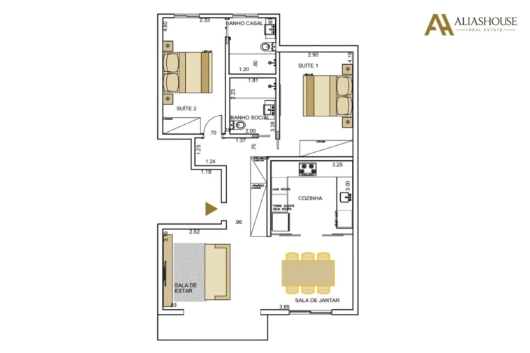 Apartamento T2 para Arrendamento em Cascais e Estoril Planta 1