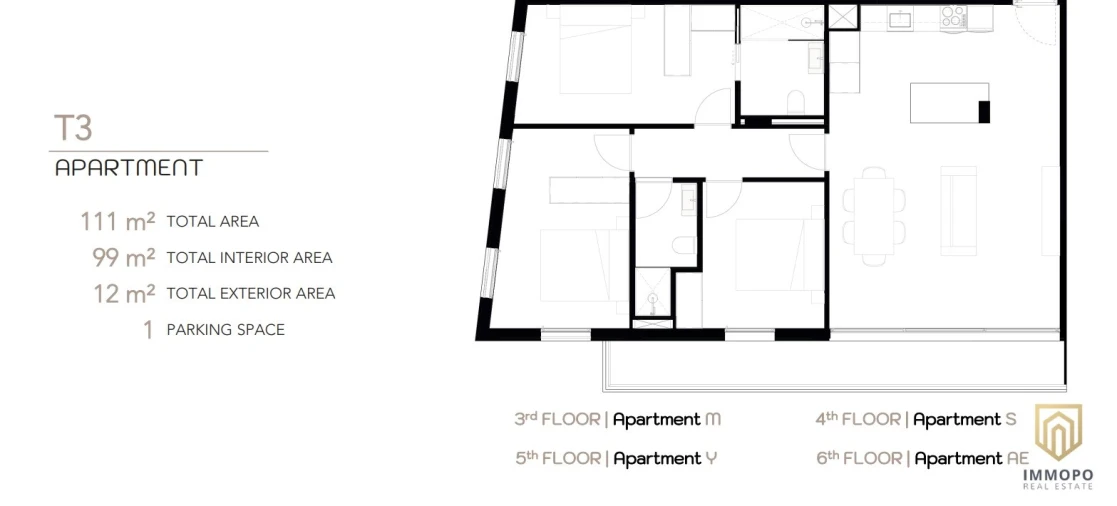 Apartamento T3 para Venda em Ramalde Planta 1